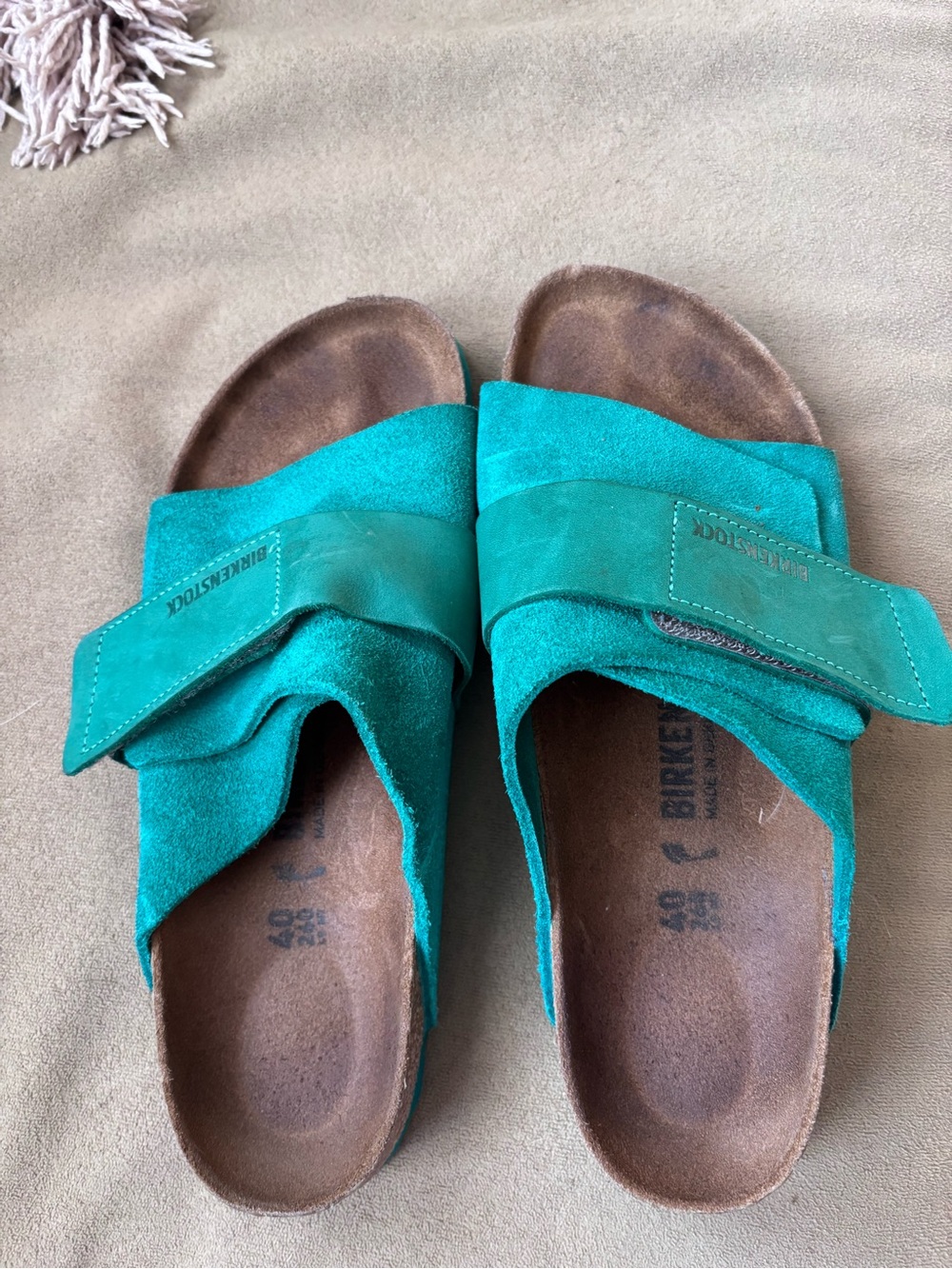 Birkenstock Women's Teal Suede Adjustable Slide Sandals